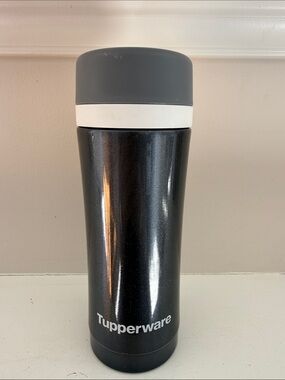 Tupperware Black sparkle Travel Tumbler with Gray and White Accents